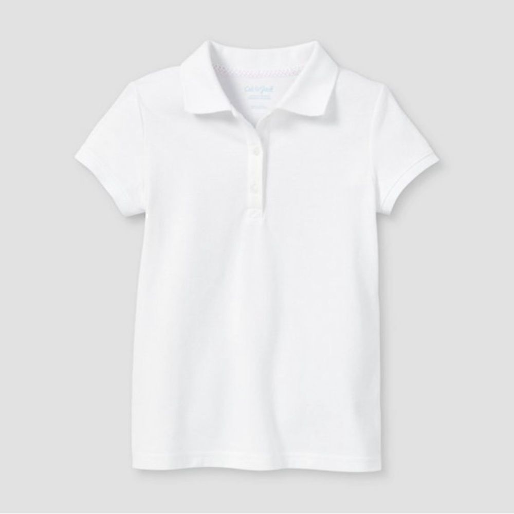 Girls' Short Sleeve Pique Uniform Polo Shirt - Cat & Jack White XXL(18)Plus
